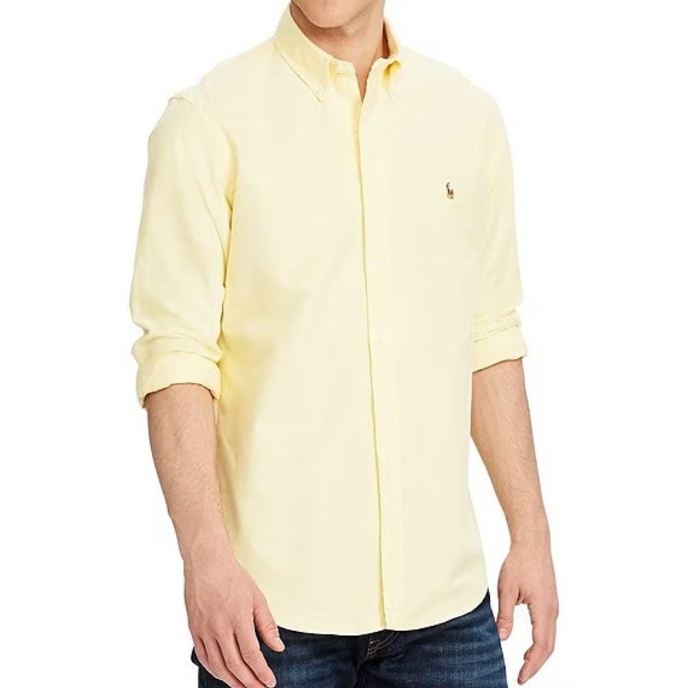 Ralph Lauren Classic Fit Yellow Dress Shirt Polo L 16